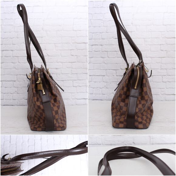 Louis Vuitton Chelsea Damier Ebene Shoulder Tote Purse Brown Large A5056 - Picture 8 of 10